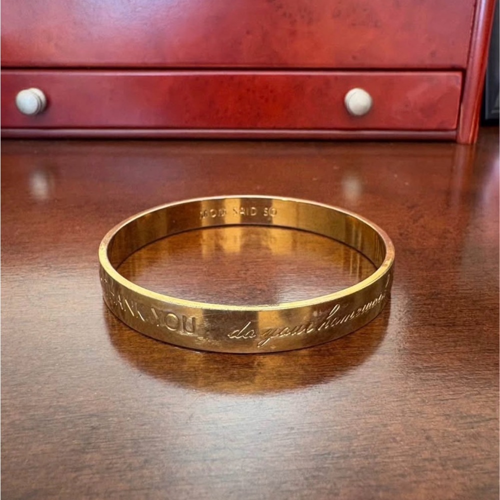 Gold Engraved ‘Mom Said So’ Kate Spade Bangle Bracelet